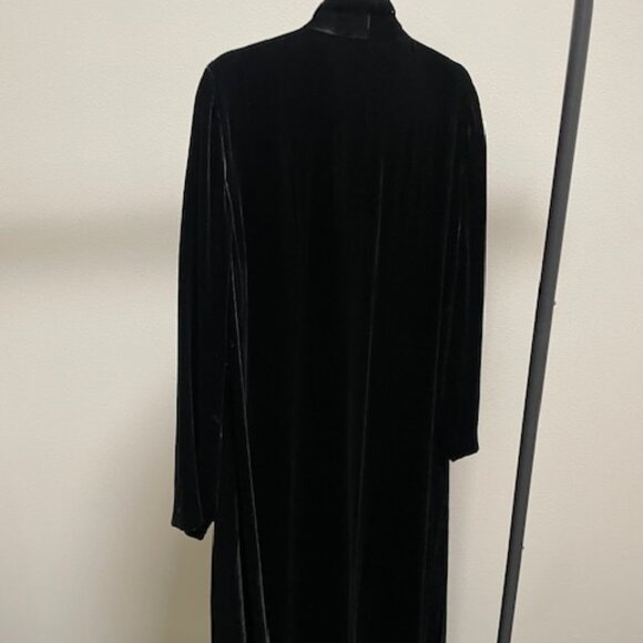 Eileen Fisher Black Velvet Long Open-Front Coat NWT Medium - Picture 4 of 5